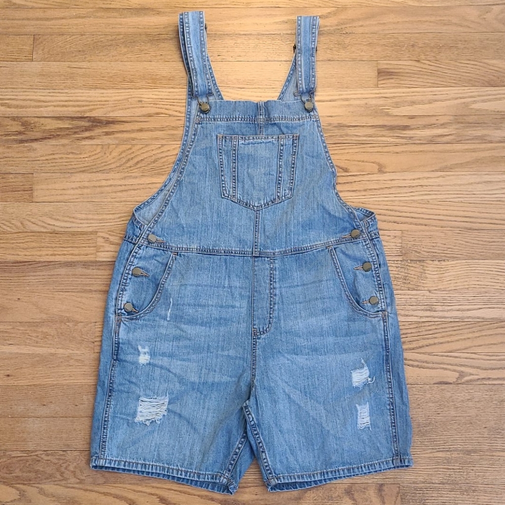 GAP distressed shortalls overall shorts